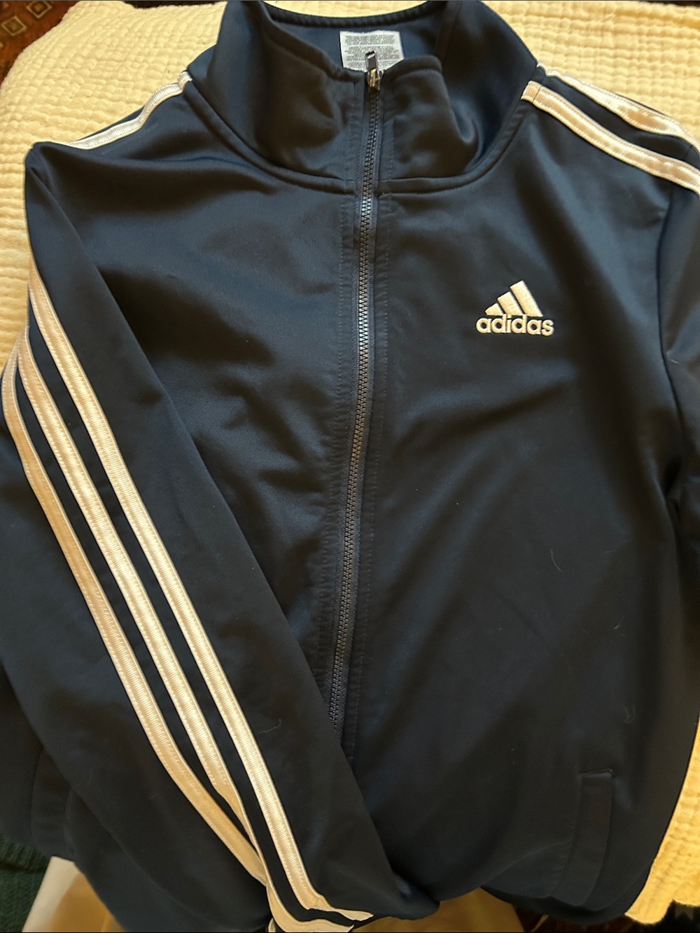 adidas Kids Navy Jacket with White Stripes